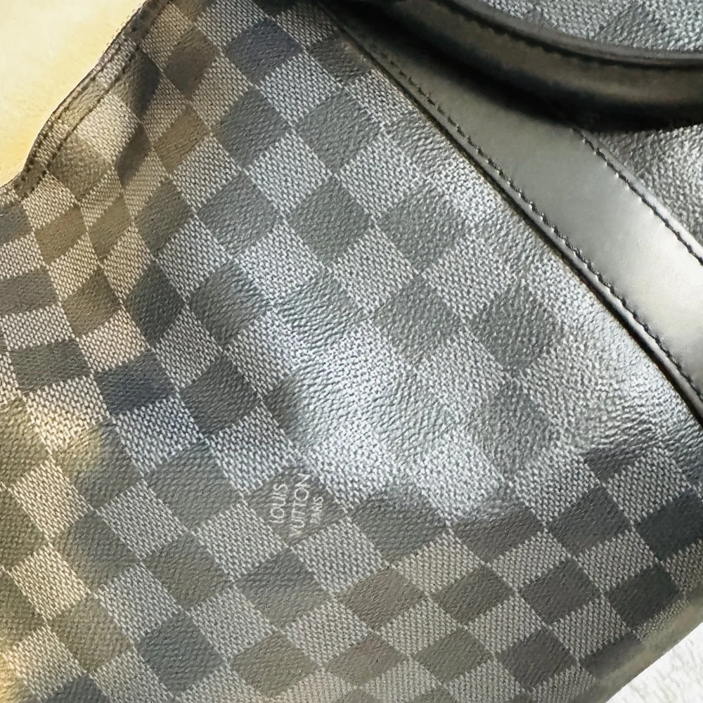 Louis Vuitton Black Damier Graphite Keepall 55  Leather Travel Bag
